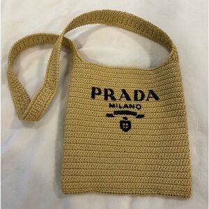 Prada raffia shoulder bag